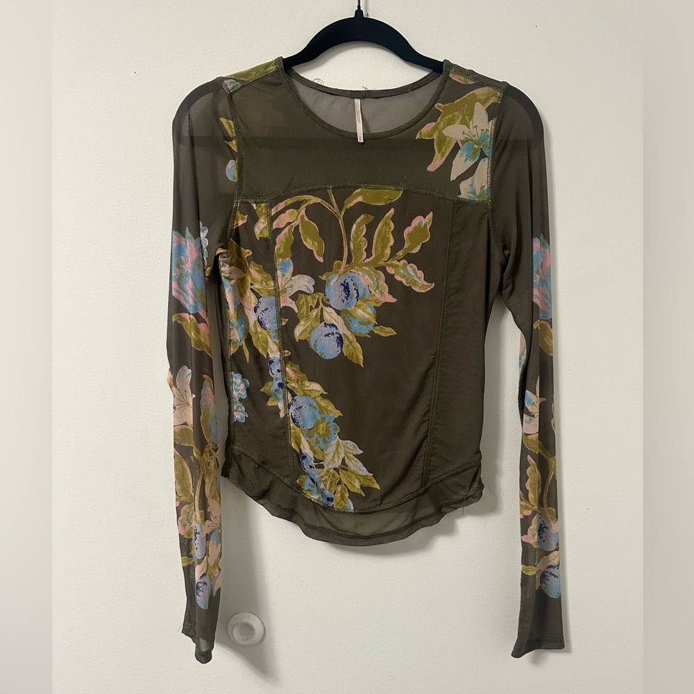Floral Long Sleeve Sheer Top